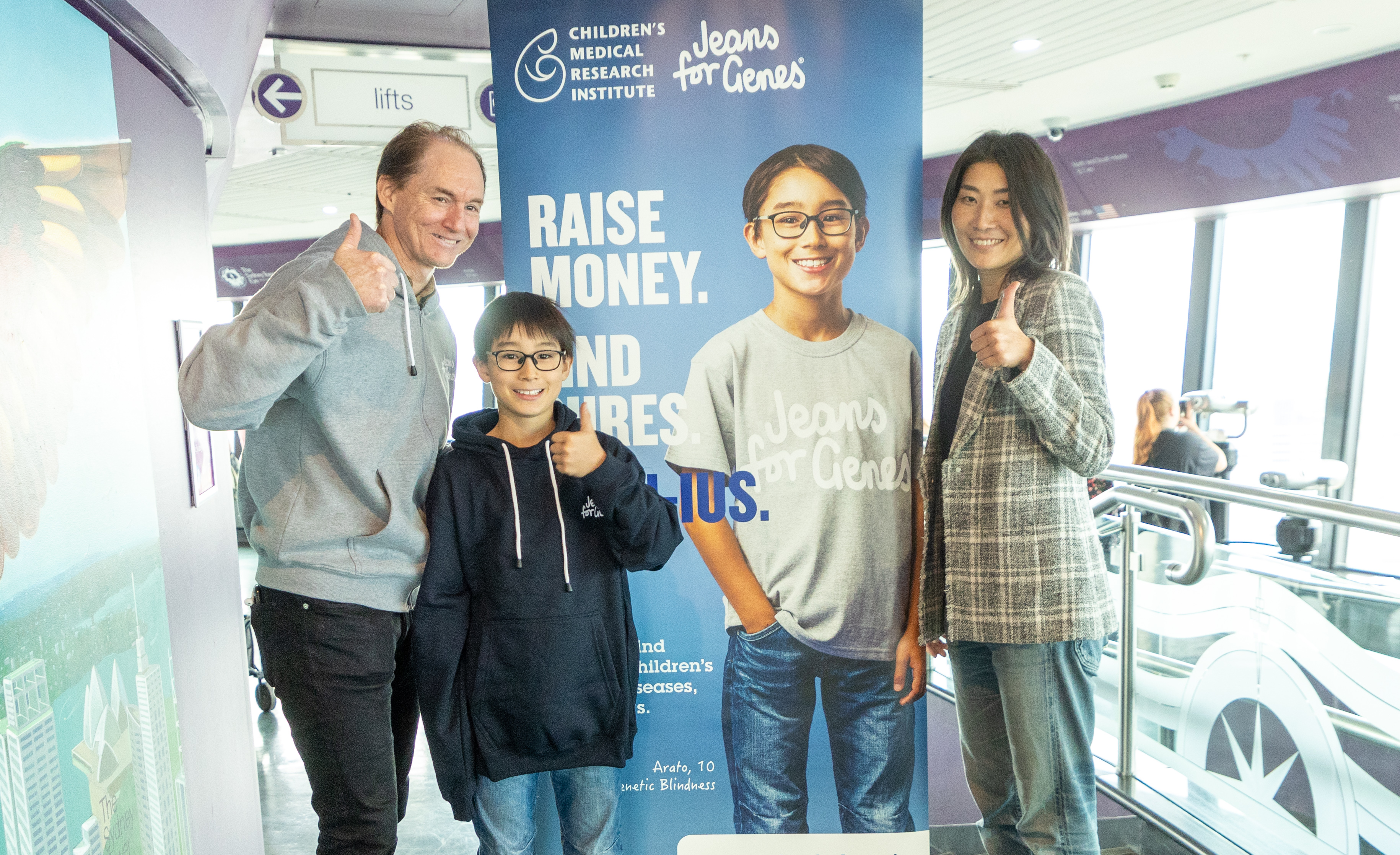 Thumbs Up From Arato And Family As Sydney Tower Eye Supports Genes For Jeans Day
