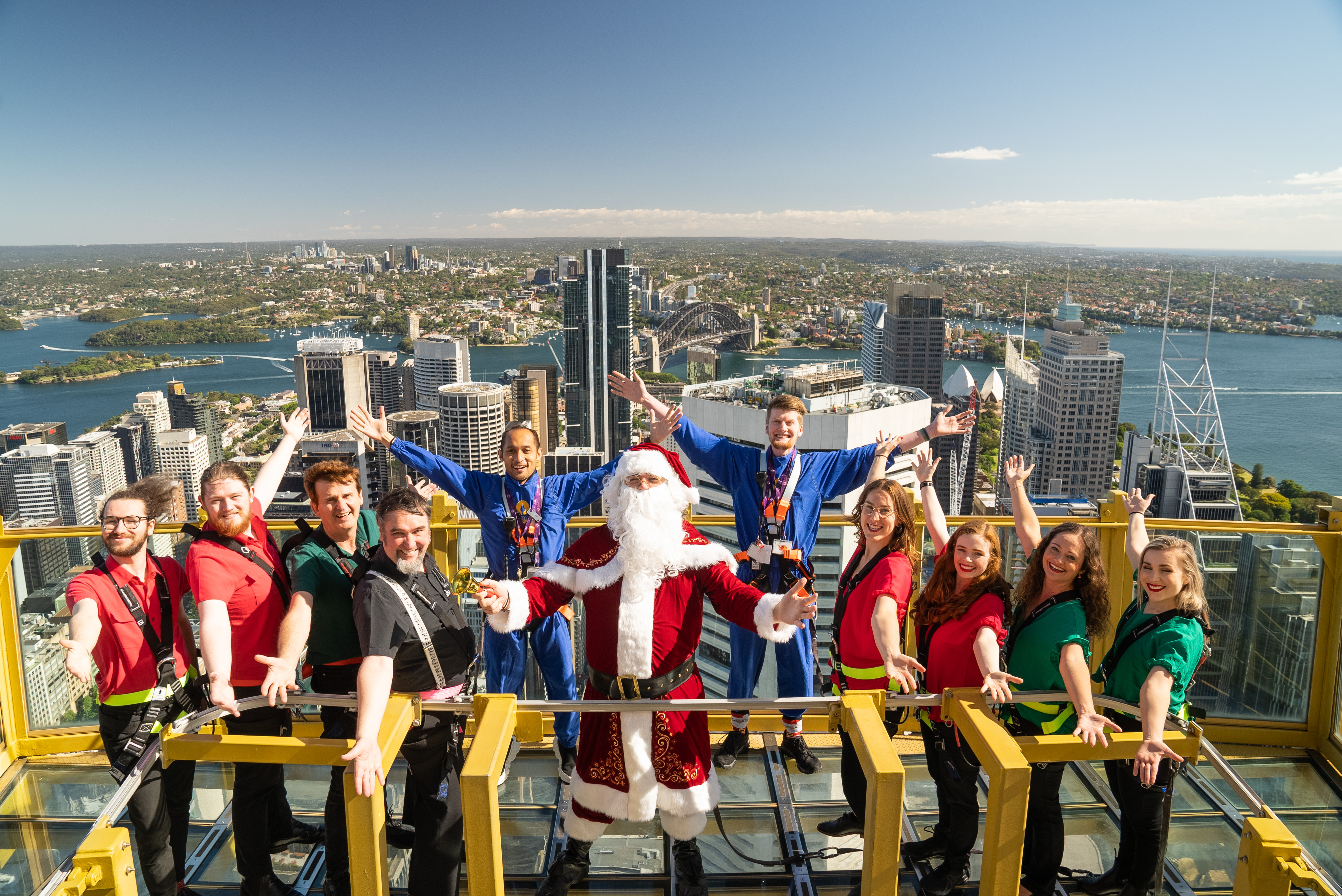 Santa Joined By Cantabile Choir And SKYWALK Guides 268M Above Sydney
