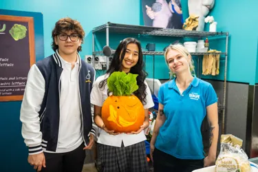 Presenting Pigs Pumpkin In The Dugong Kitchen (L To R Romeo, Nikki And Morgan Reid)