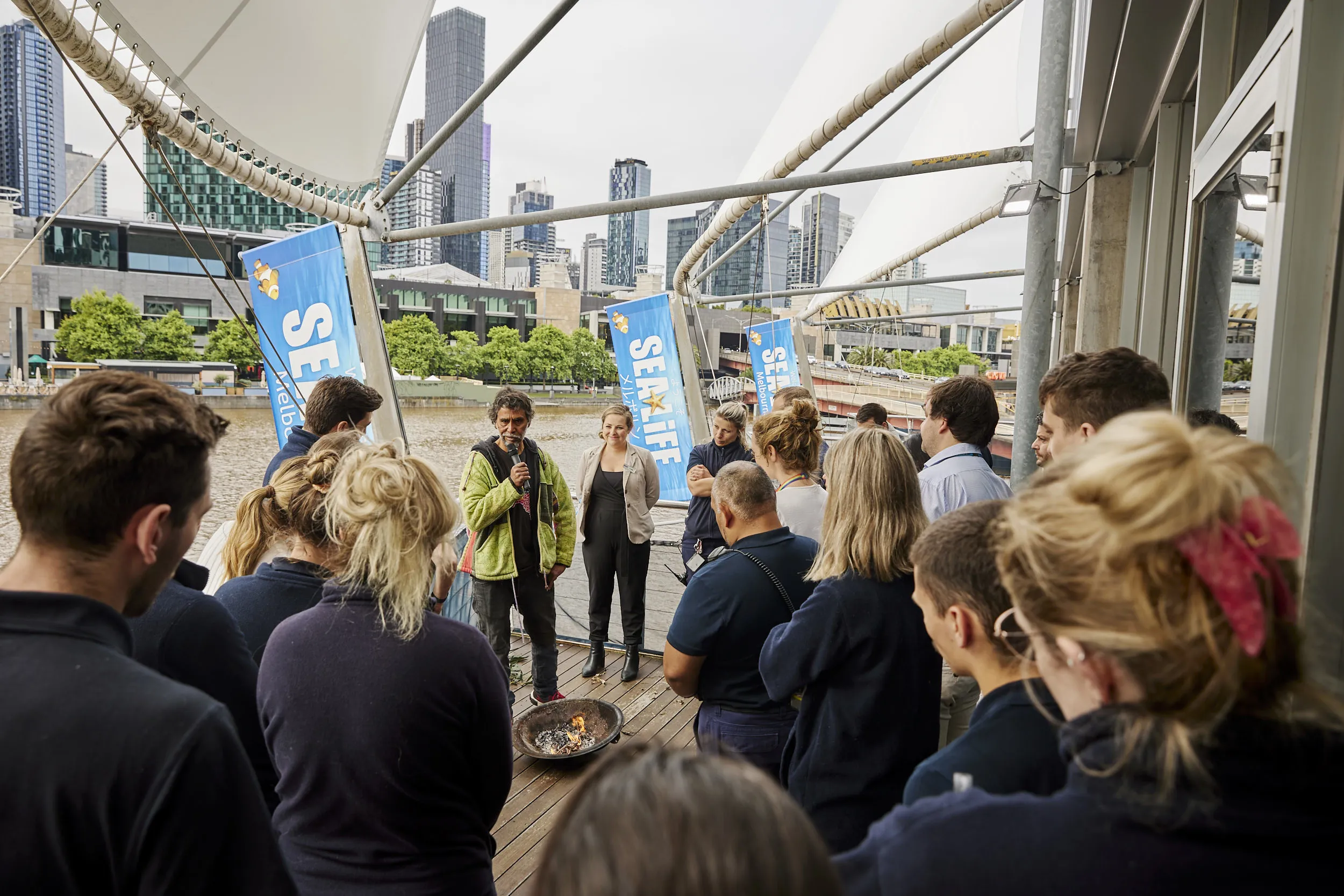 SEA LIFE Melbourne RAP Launch Uncle Ringo Terrick Claire Burrell 3