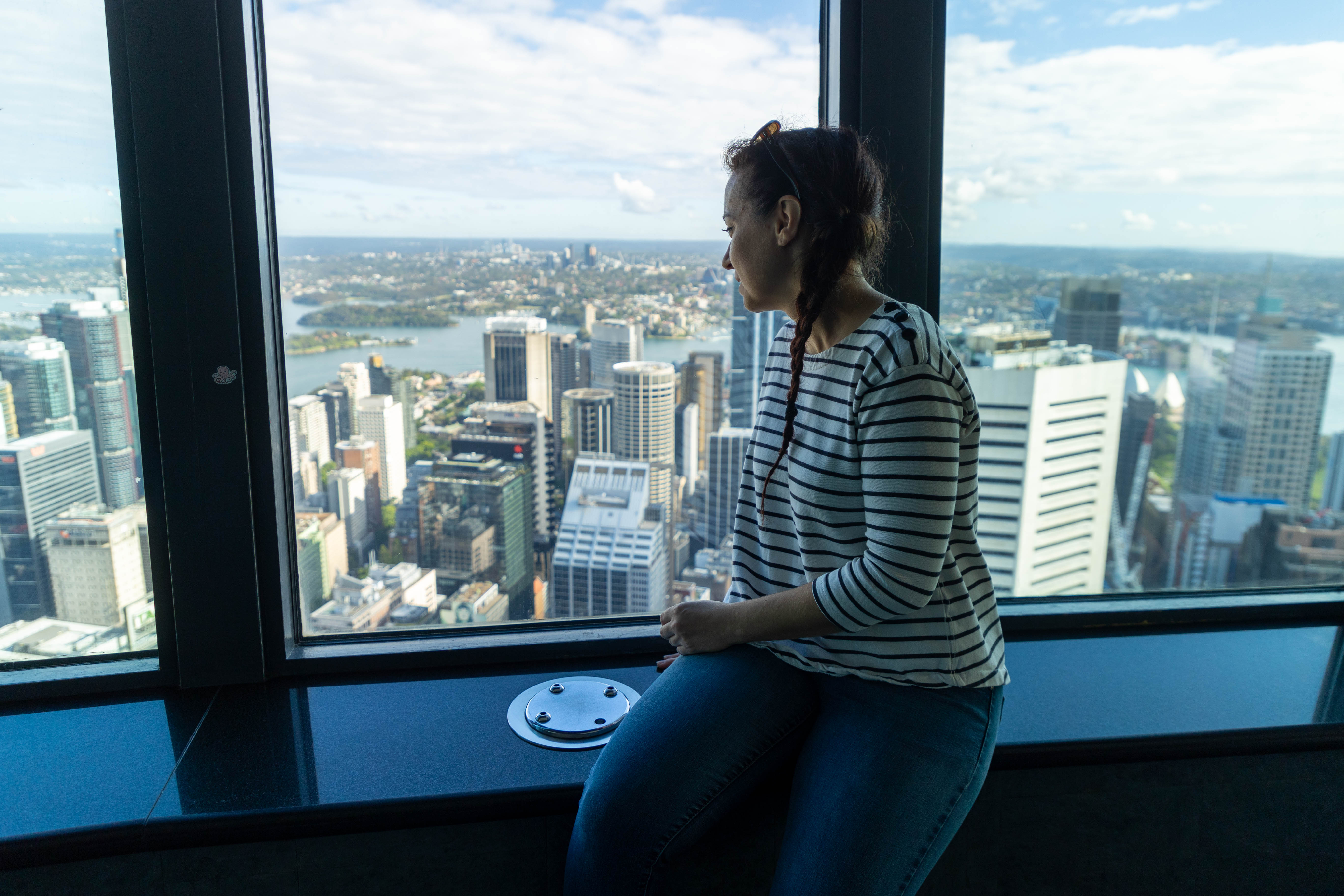 Fobia Sufferer Delphine Longere Takes In View From Observation Deck