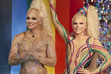 Double Act Courtney Act Alongside Her Wax Figure At Madame Tussauds Sydney 2